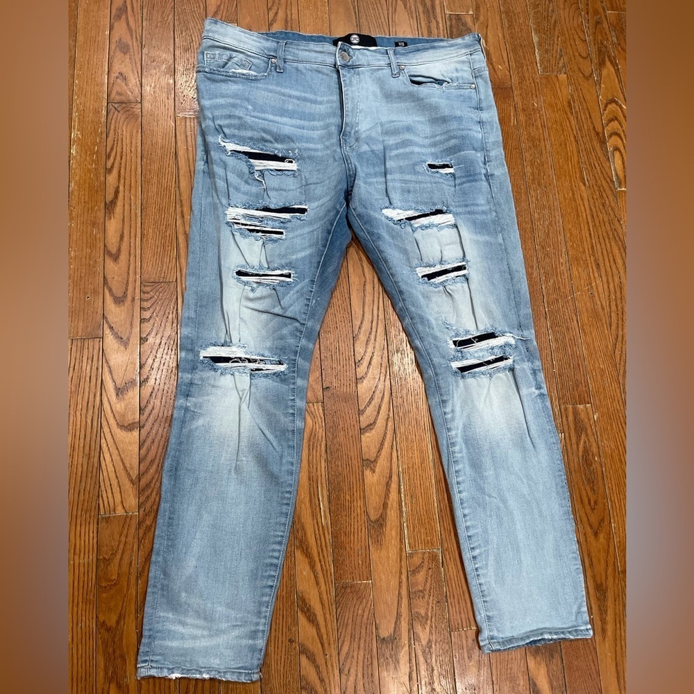 Jordan Craig Light Blue Distressed Skinny Jeans